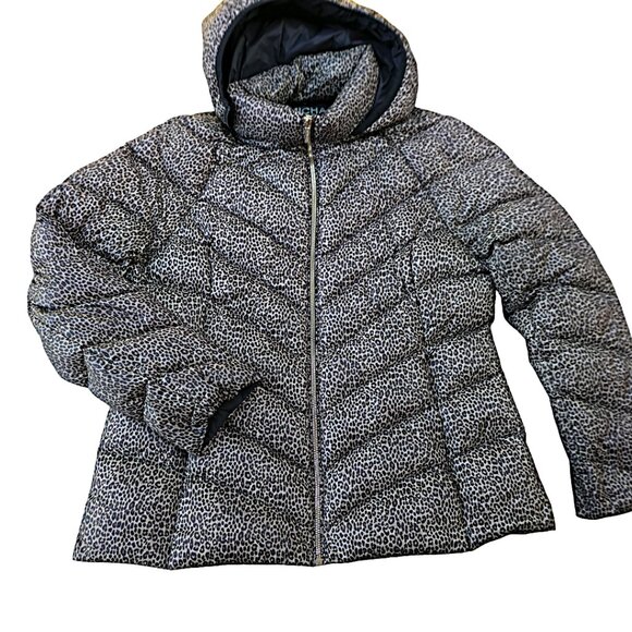 Michael Kors Puffer Down Jacket Dark Camel Combo Detach Hood Chevron Loft Packab - Picture 4 of 10